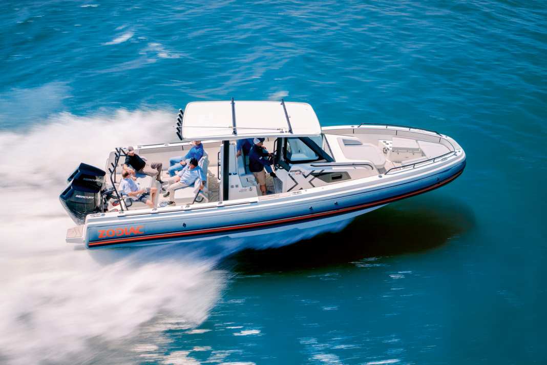 The new RIB from Zodiac.  There is definitely enough space on the boat, whether in the stern or foredeck area.