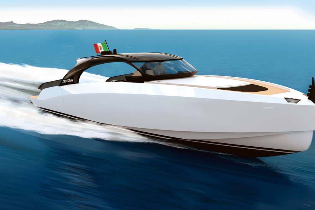 Vespro: Mit 2400 Pferdestärken und Waterjets 56 kn schnell. Den Komfort liefern üppige Sonnenliegen, Gästekabine, zwei Badezimmer und klappbare Cockpit-Terrassen