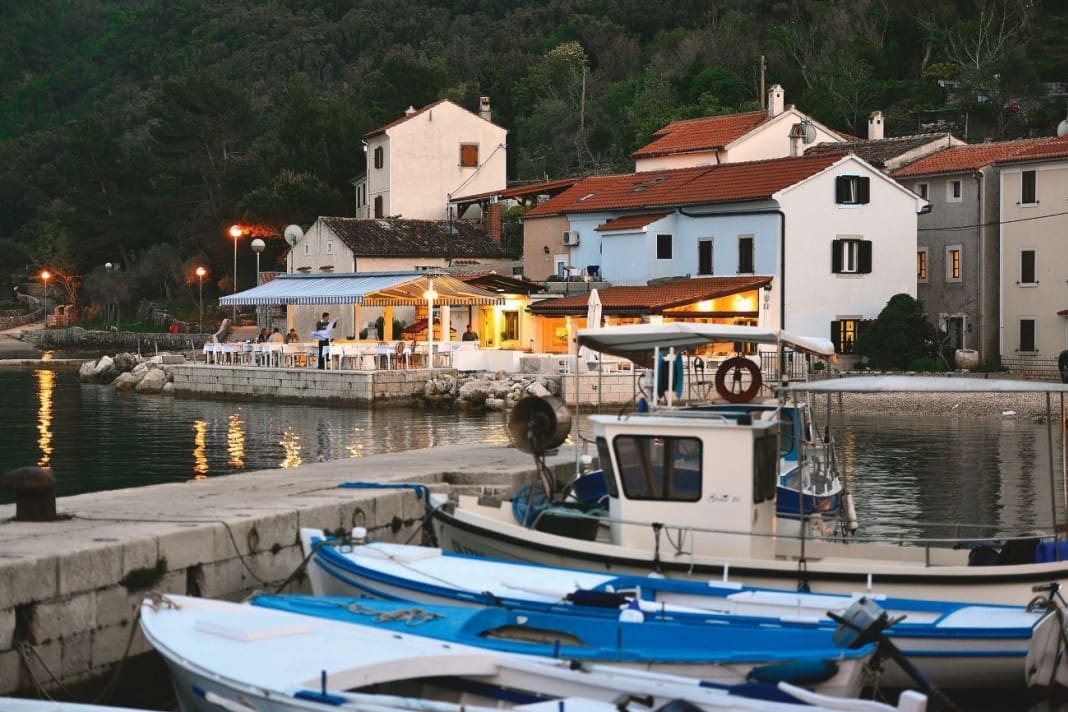Na Moru" means "by the sea" - the restaurant's terrace is right by the water