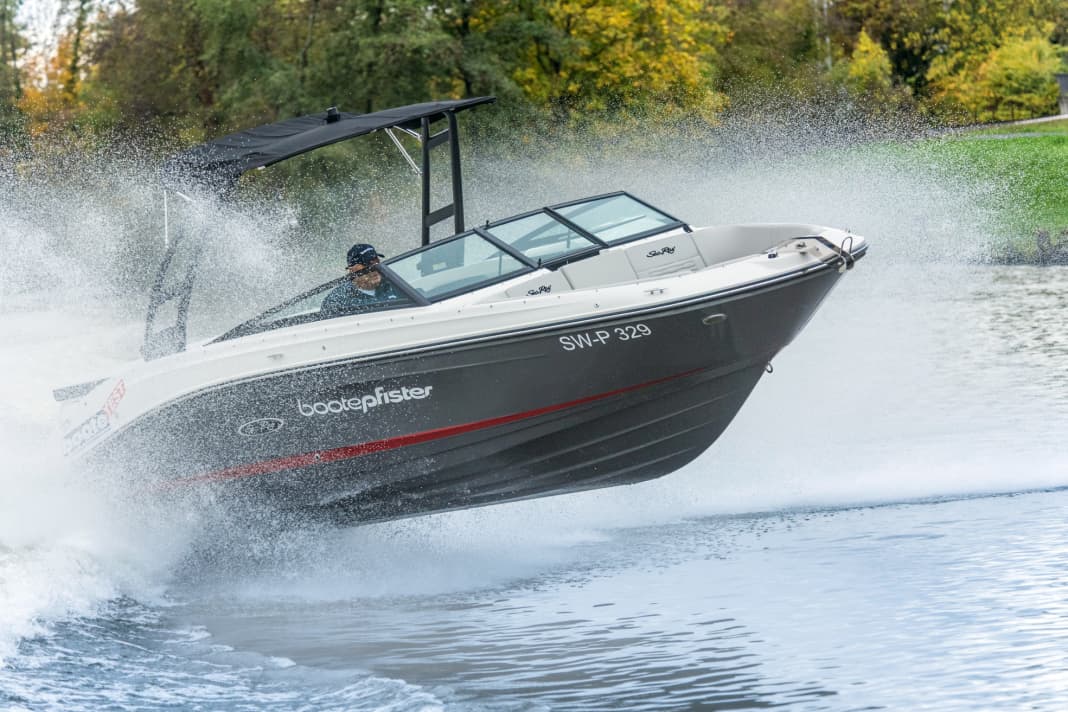 The stern wave of our photo boat serves as an ideal jump for a show interlude