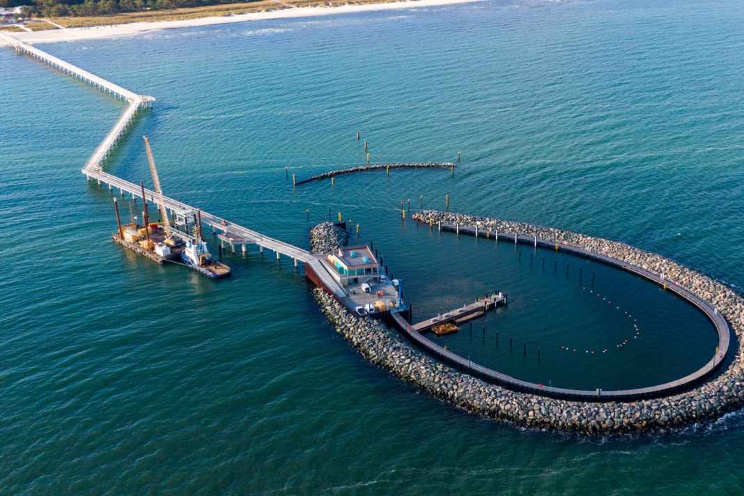 The island harbour of Prerow during the final construction work.