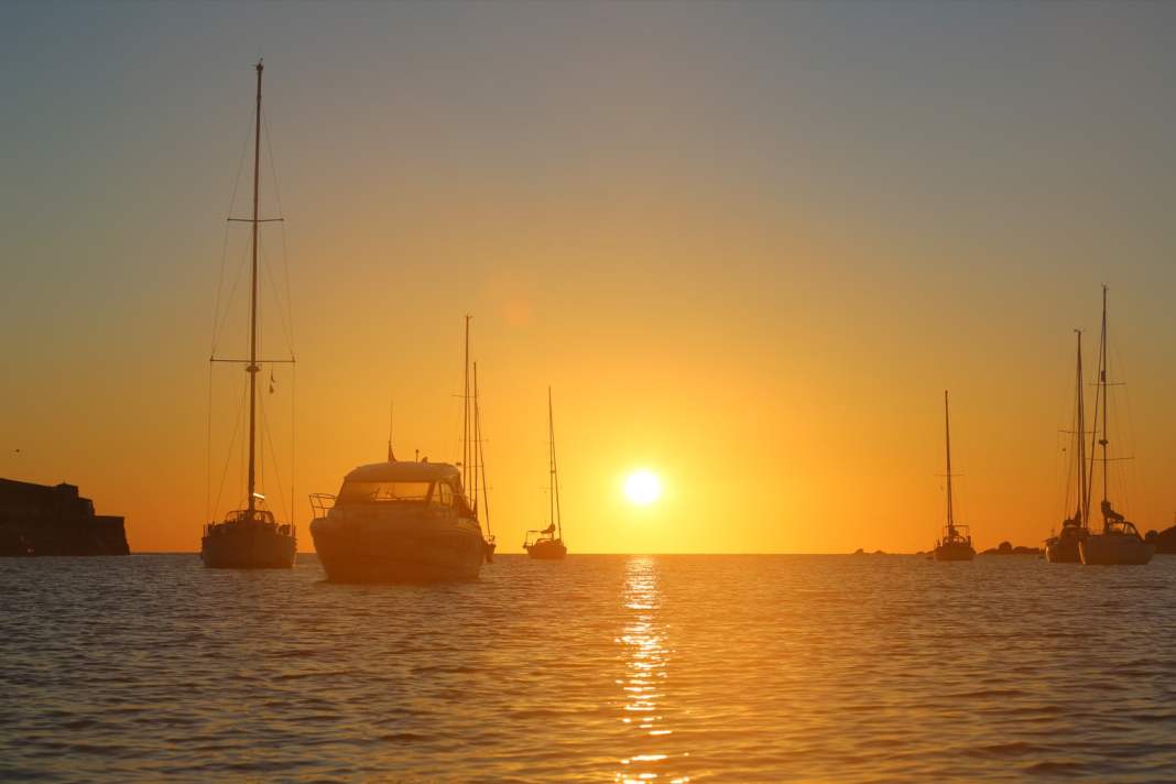 Sunrise over Braye Harbour on Alderney.