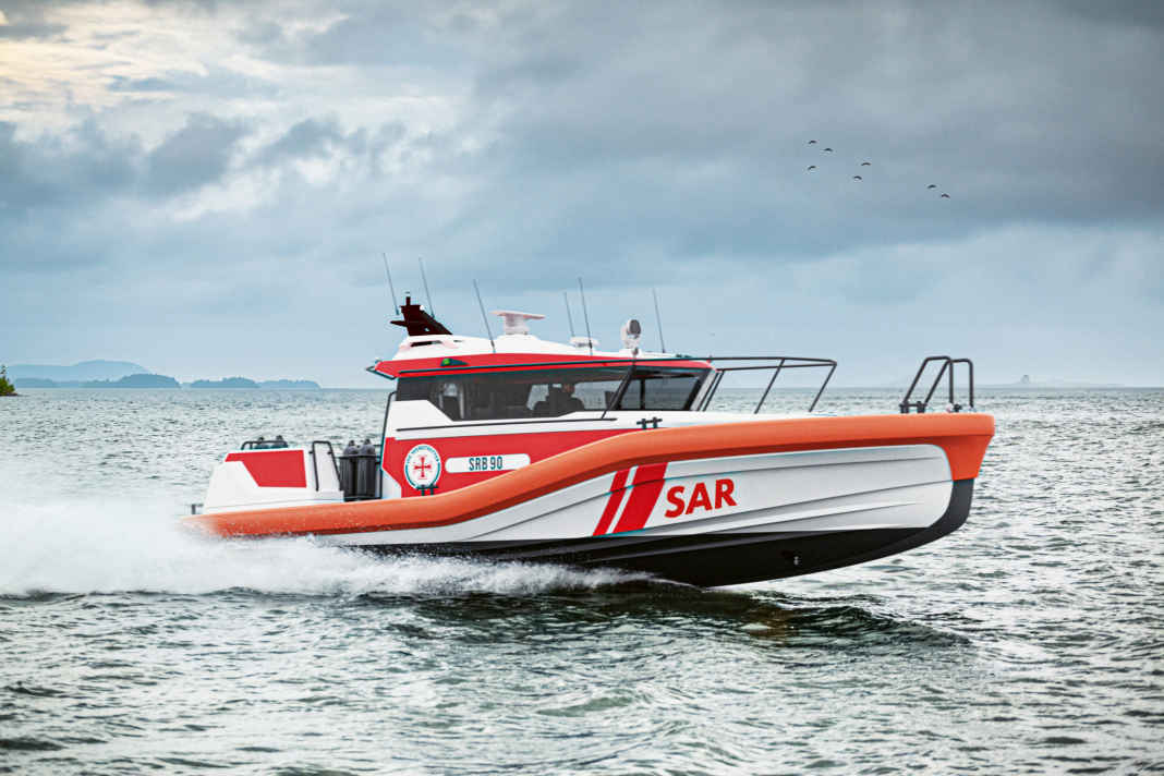 Visualisierung des Prototyps eines neuen Seenotrettungsbootes für die Deutsche Gesellschaft zur Rettung Schiffbruechiger (DGzRS)