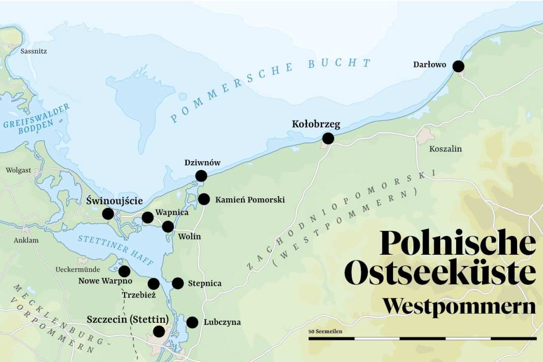 Übersichtskarte der polnischen Westküste (Westpommern)..