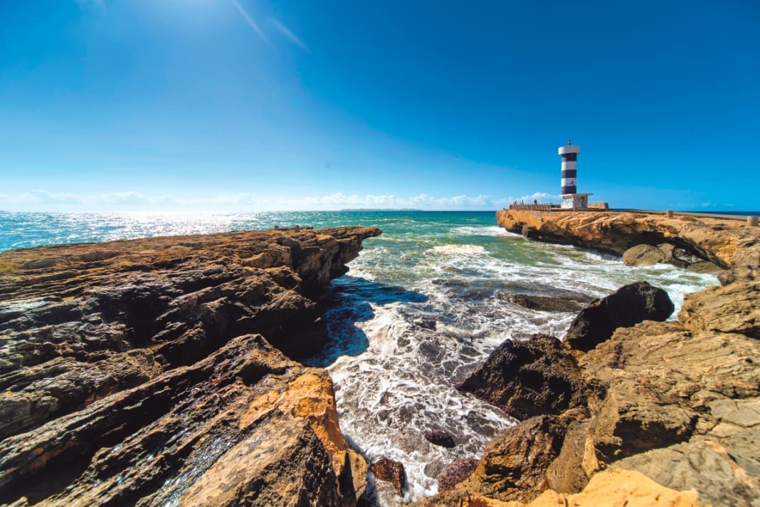 The Sant Jordi lighthouse marks the approach from Cabrera back to the beautiful sandy beach of Es Trenc on Mallorca.