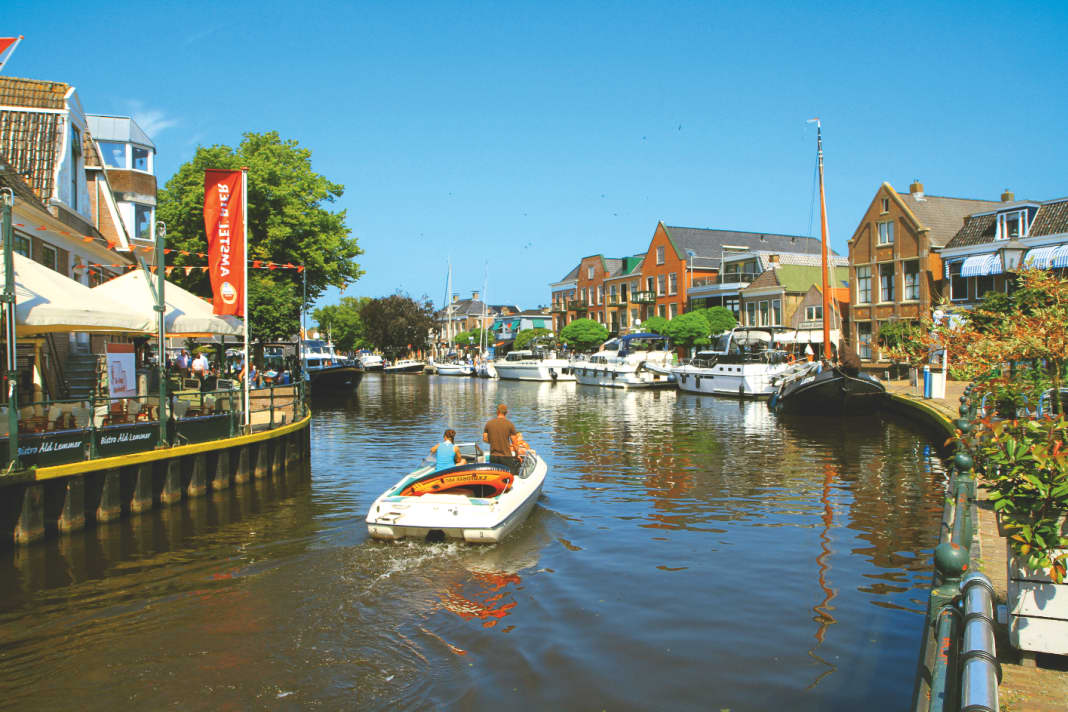Travelling on the Friese Meren by motorboat