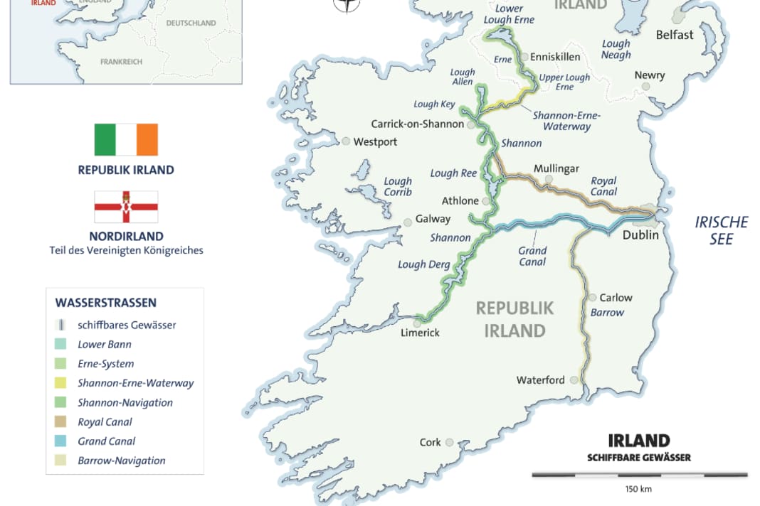 Irlands schiffbare Wasserstraßen im Überblick