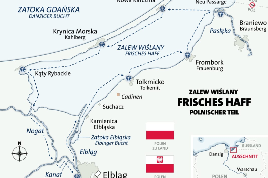 Polens Norden: Mit dem Charterboot auf dem Frischen Haff unterwegs.