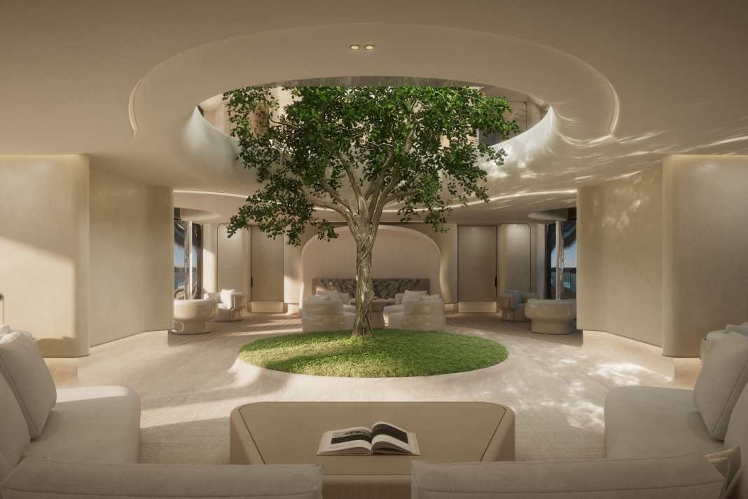 Vier Jahre dauerten die Planungsgespräche mit dem Eigner. Die 73-Meter-Yacht entsteht um einen Ficus Nitida herum.