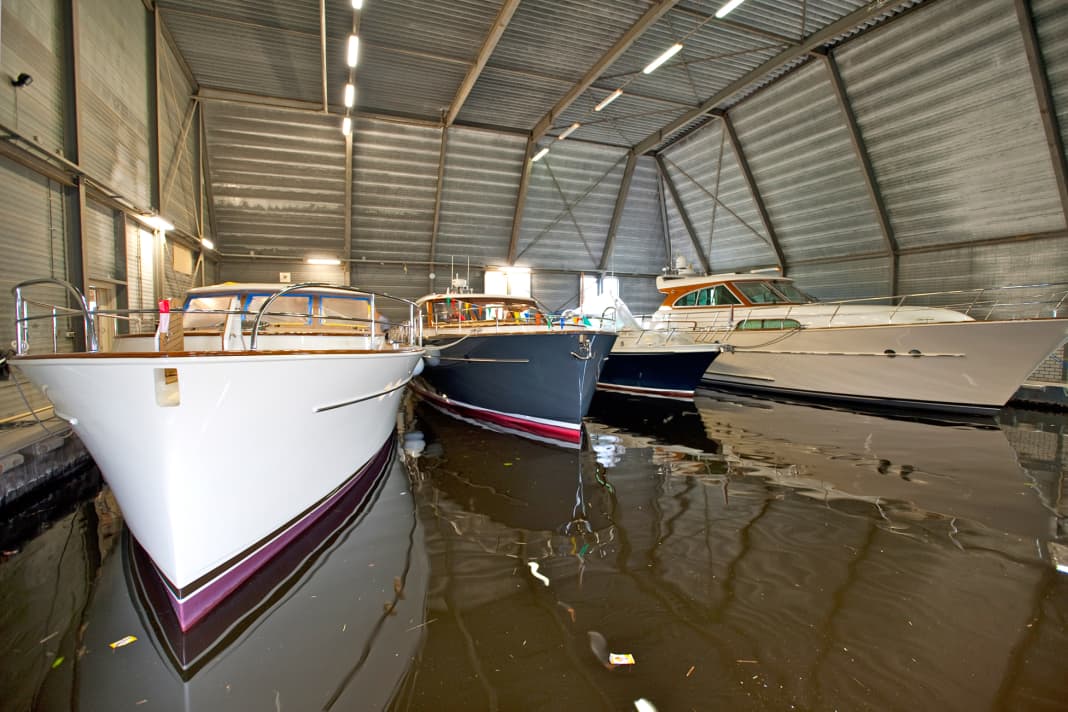 Warm and dry: Roofed berths are available for remaining work and delivery.