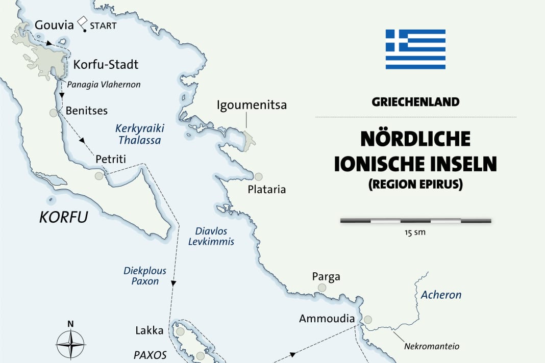 Travelling on the Ionian Sea between Corfu and Levkas.