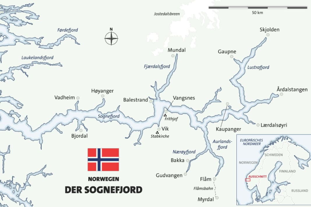 Sognefjord: Übersichtskarte