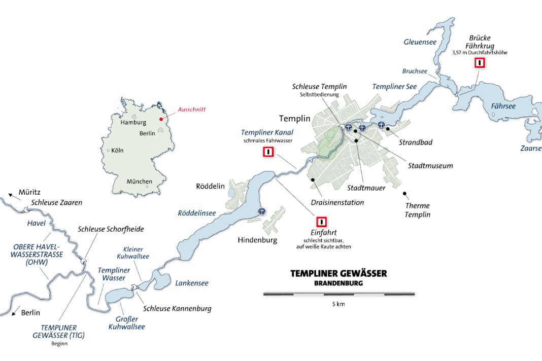 Templiner Gewässer: Übersichtskarte