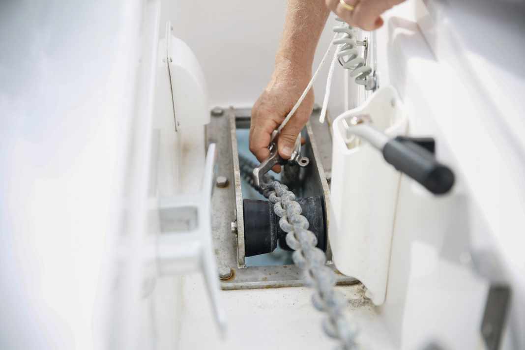 To anchor, release the locking mechanism.