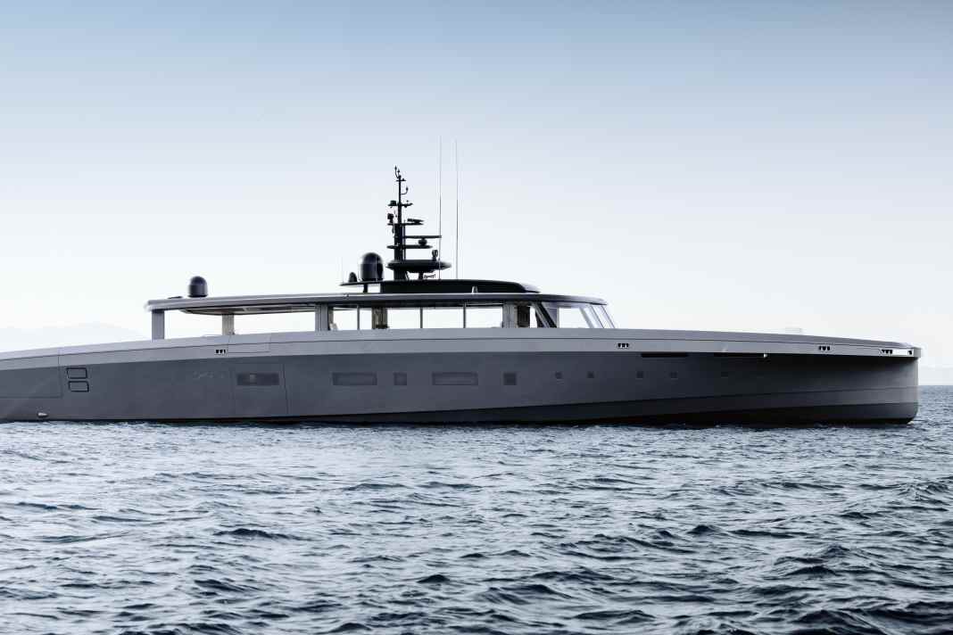 ‘Atlantide’: The aluminium-carbon yacht is said to reach speeds of up to 35 knots with three water jets.