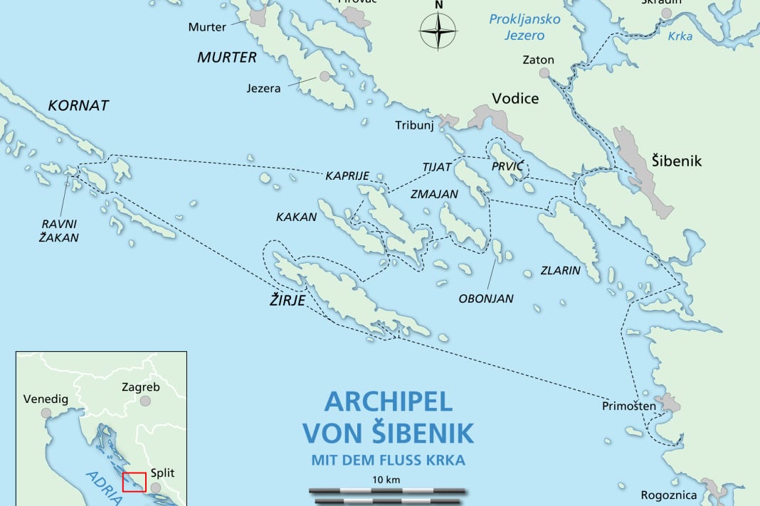 Karte des Archipels von Sibenik