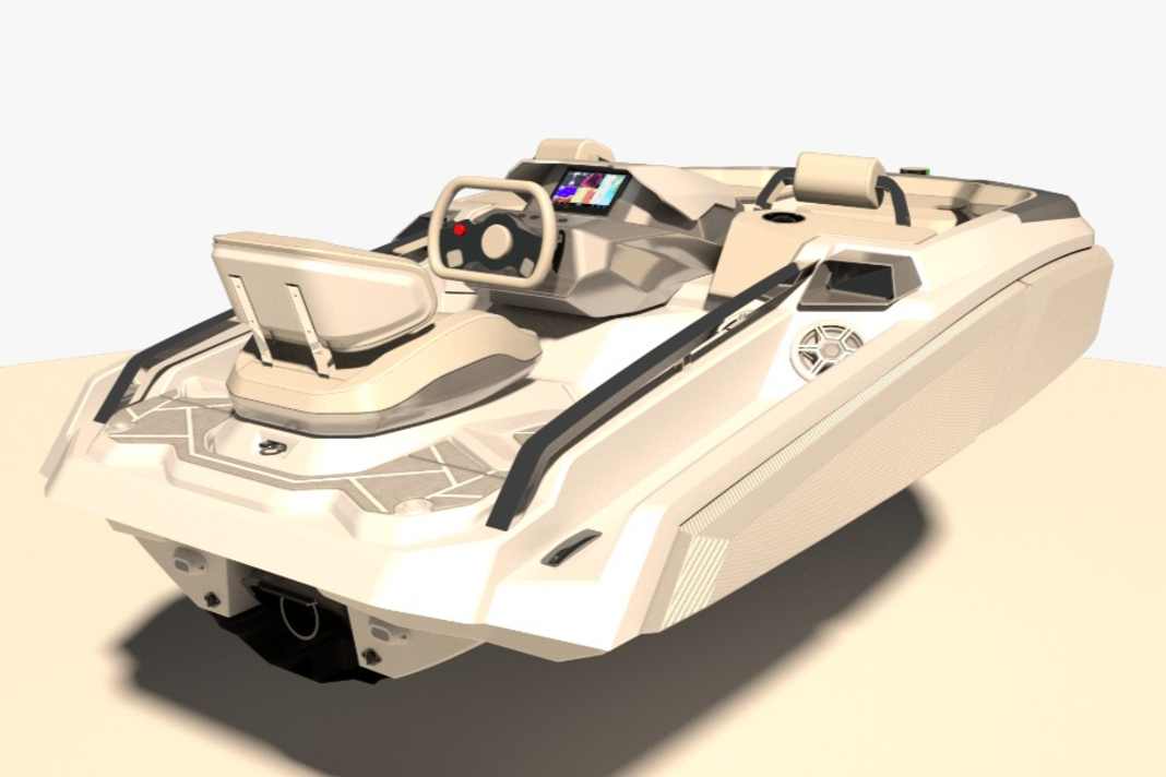 The Hurlo 325 in the sports version. The driving position installed far aft is striking.