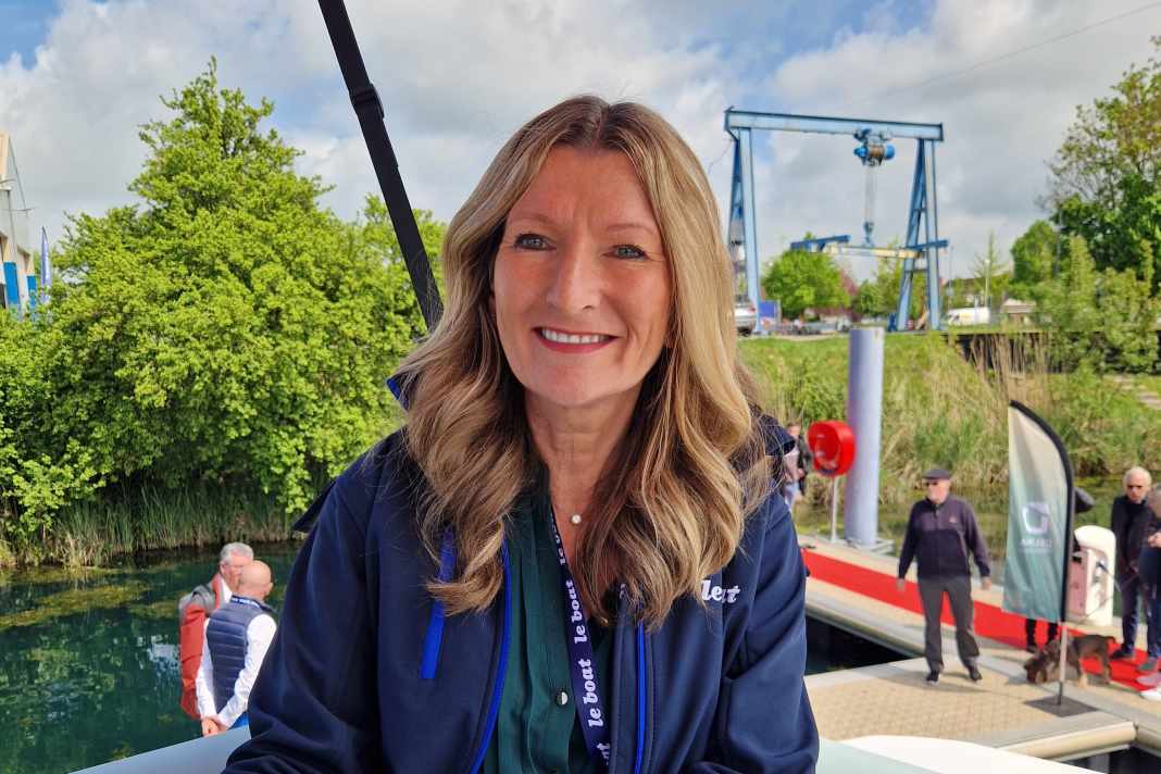 Le Boat Managing Director Cheryl Brown on board the new premium model Liberty