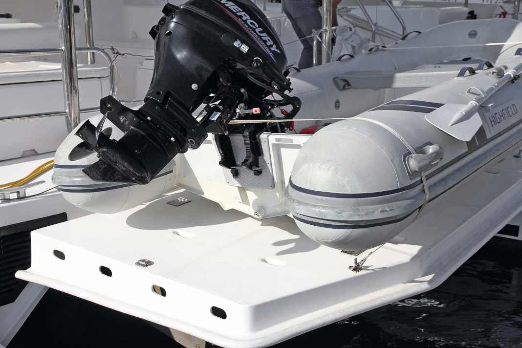 The stern platform and dinghy can be ...