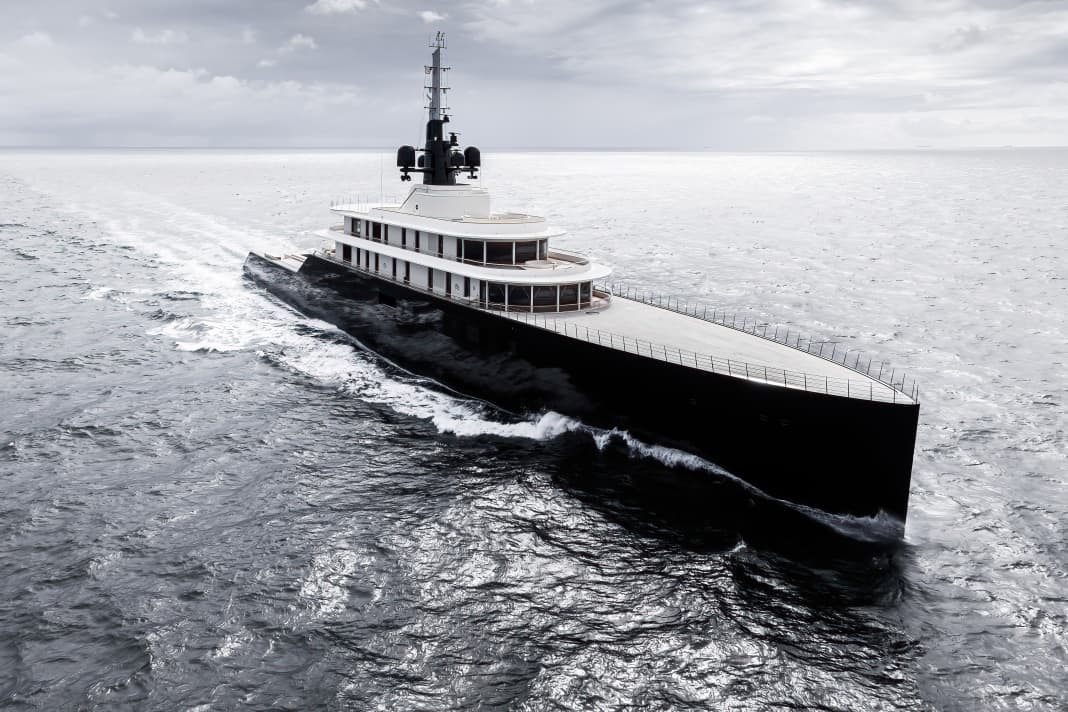 The 118.20 metre long "Liva" runs at over 18 knots with diesel-electric propulsion. The helicopter does not land on the foredeck, but on the rear sun deck.