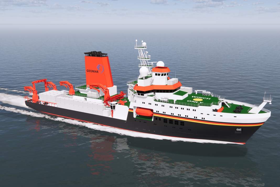 Das 125 Meter lange Forschungsschiff „Meteor IV“ erhält zwei elektrische Voith Schneider Propeller, die ...