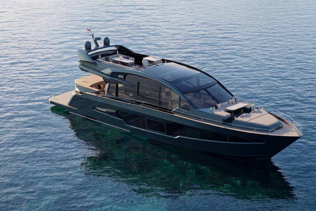 Die Galeon 700 Sky kombiniert sportliche Linien mit großzügigem Raumangebot auf 21 Metern Länge.