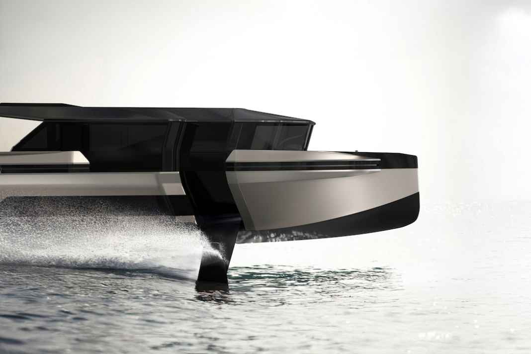 The 28 metre long "Ghost" relies on lowerable Dali foils, which ...