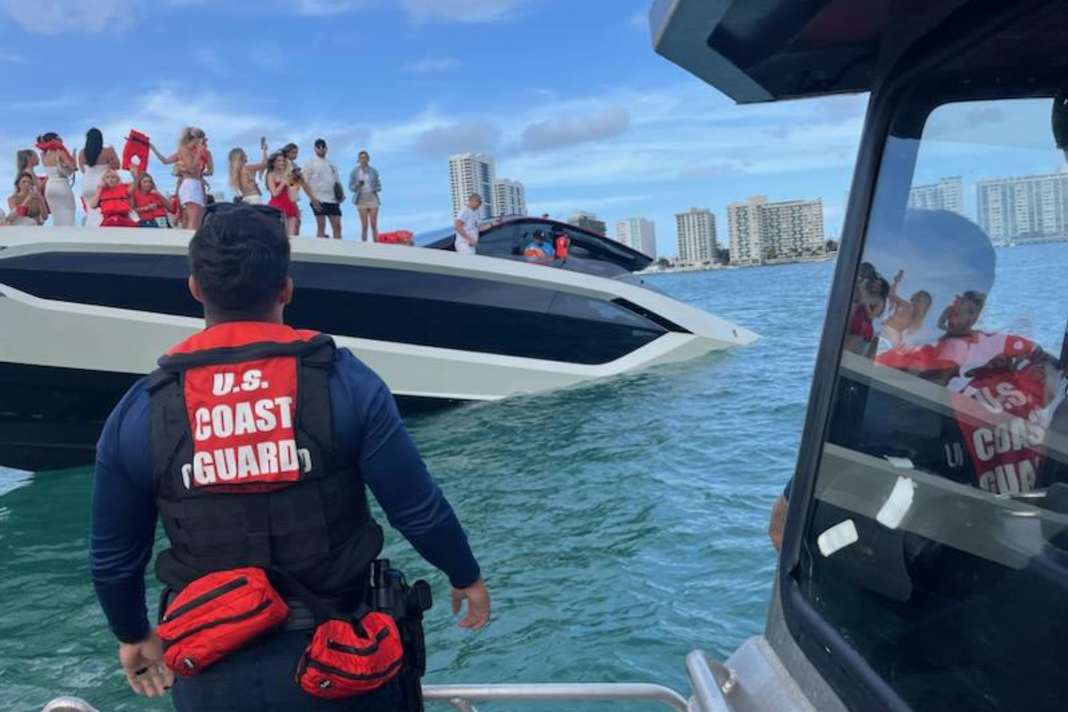 The United States Coast Guard rescued a group of over 30 influencers on Saturday because their rented yacht was taking on water.