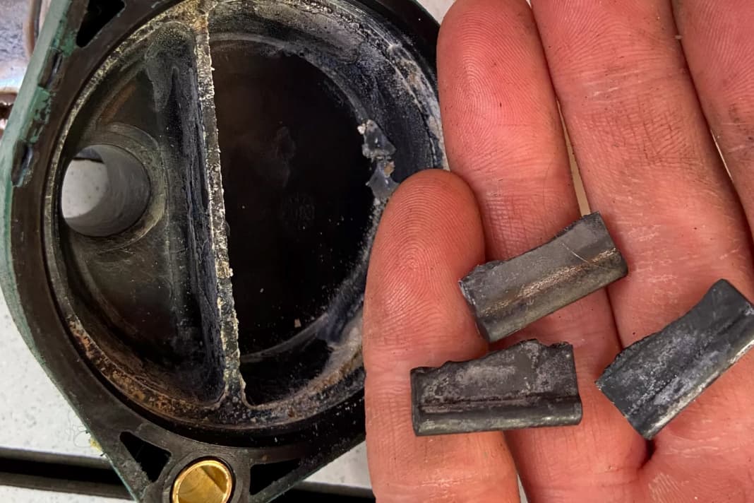 Torn impeller blades are usually found in front of the heat exchanger