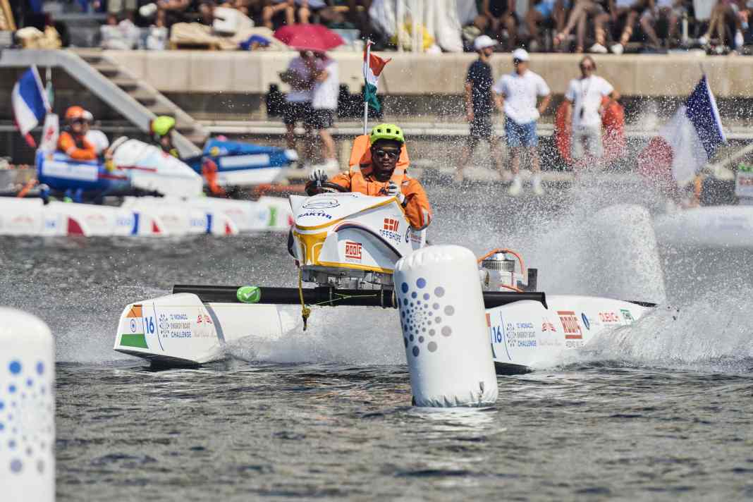 Full throttle around the track markers