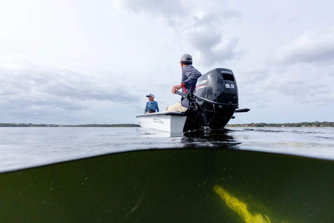 The new 9.9 hp EFI Four Stroke on a special fishing boat