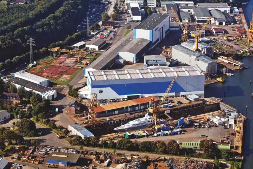 The shipyards of Nobiskrug in Rendsburg.