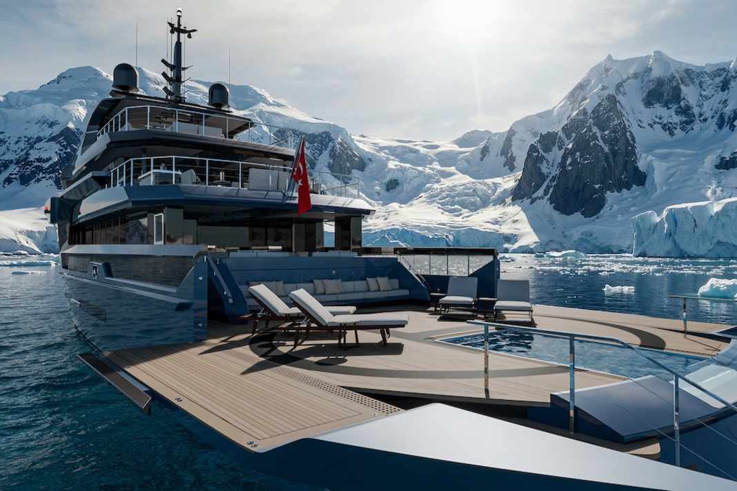 Eisige Kulisse: Die Petra-Variante Infinite kann bis in die Polarregionen vorstoßen. Aus dem Pool- wird ein Helideck.