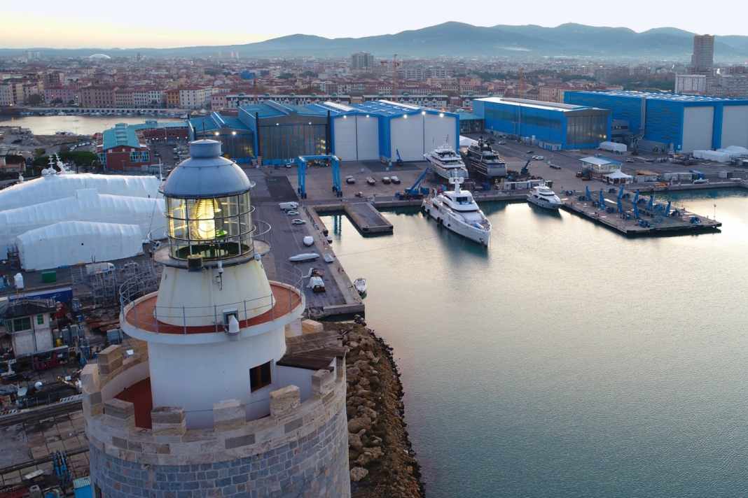 The Benetti shipyard in Livorno, northern Italy.