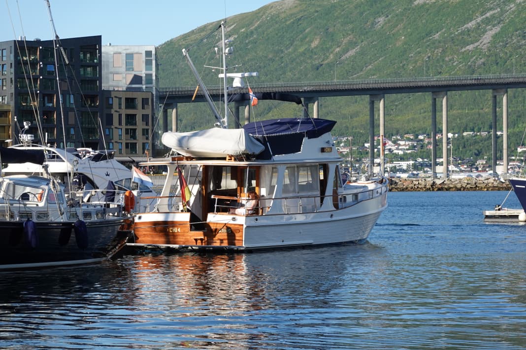 Die Grand Banks 42 "Chi" im Hafen von Tromsø