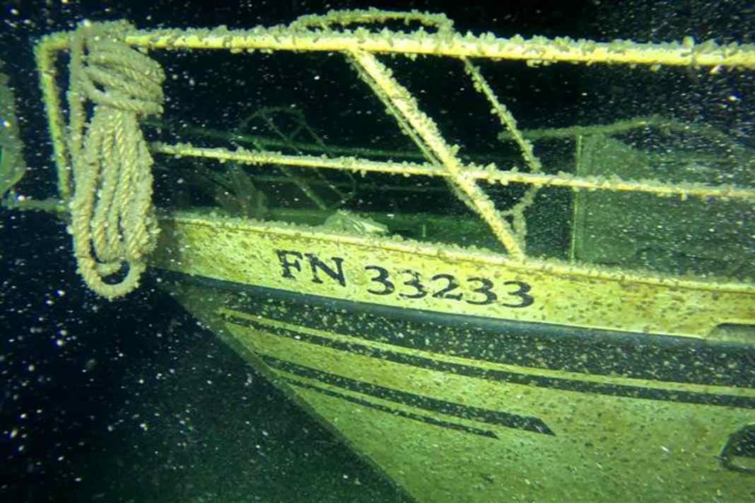 The wreck of the "Lady Jay" surfaces after 14 years.