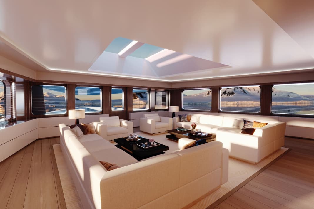 SeaXplorer 75: The bright observation lounge extends across the bow.