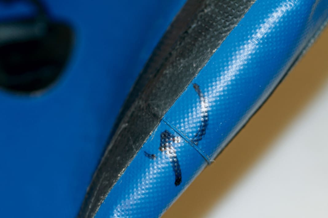 Locate and mark the leak. This can also be sealed with a drop of adhesive prior to the repair.