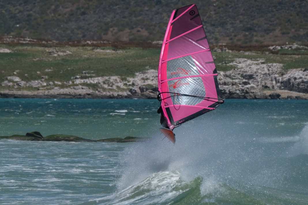 The NeilPryde Atlas feels most at home in the waves, but can also handle choppy water.