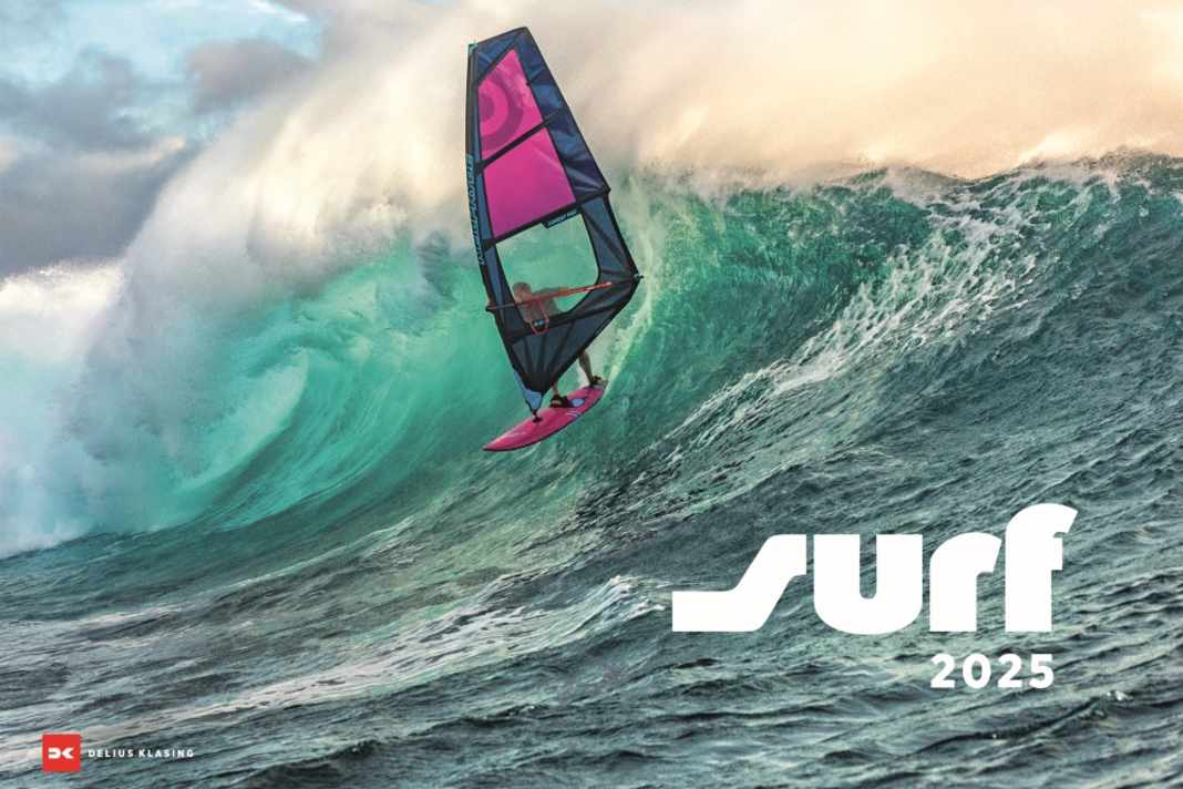 Auf dem Titel des surf-Kalenders 2025 reitet Robby Swift eine Fiji-Welle