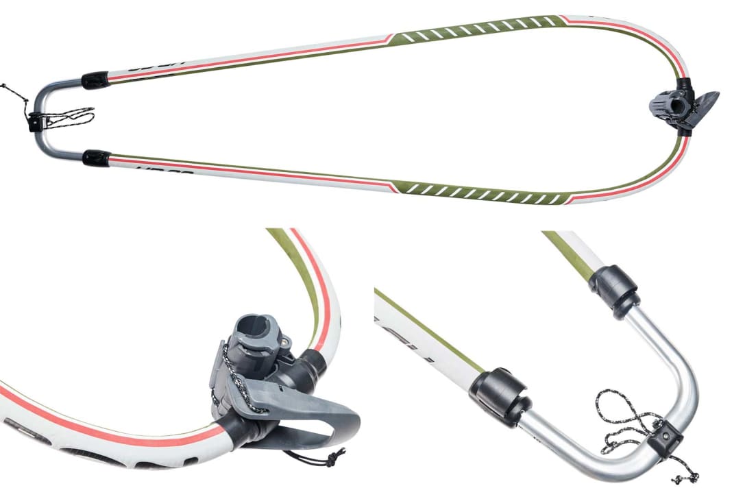 AERON HD 29 160-220: With a generous adjustment range and rather wide bending curve, the HD 29 is also suitable for bulbous sails. The fork is particularly stiff thanks to the front piece, which sits tightly on the mast and is fitted with an easy-to-lock quick-release fastener. The trim block is minimalist but impeccable - the length adjustment print on the side of the end piece is particularly easy to read. Easy-to-use pin fasteners round off the positive picture. surf conclusion: Solid, good head piece and large adjustment range. Quite thick bars and average stiffness (3.4/4.1).