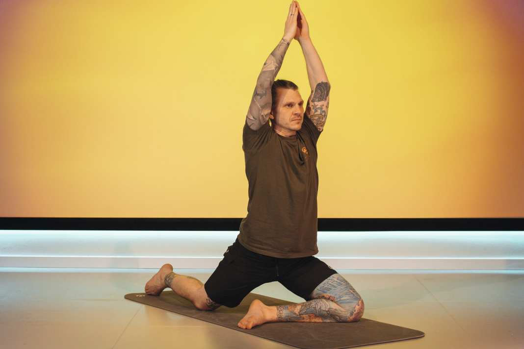 Yoga exercise Pigeon Folds