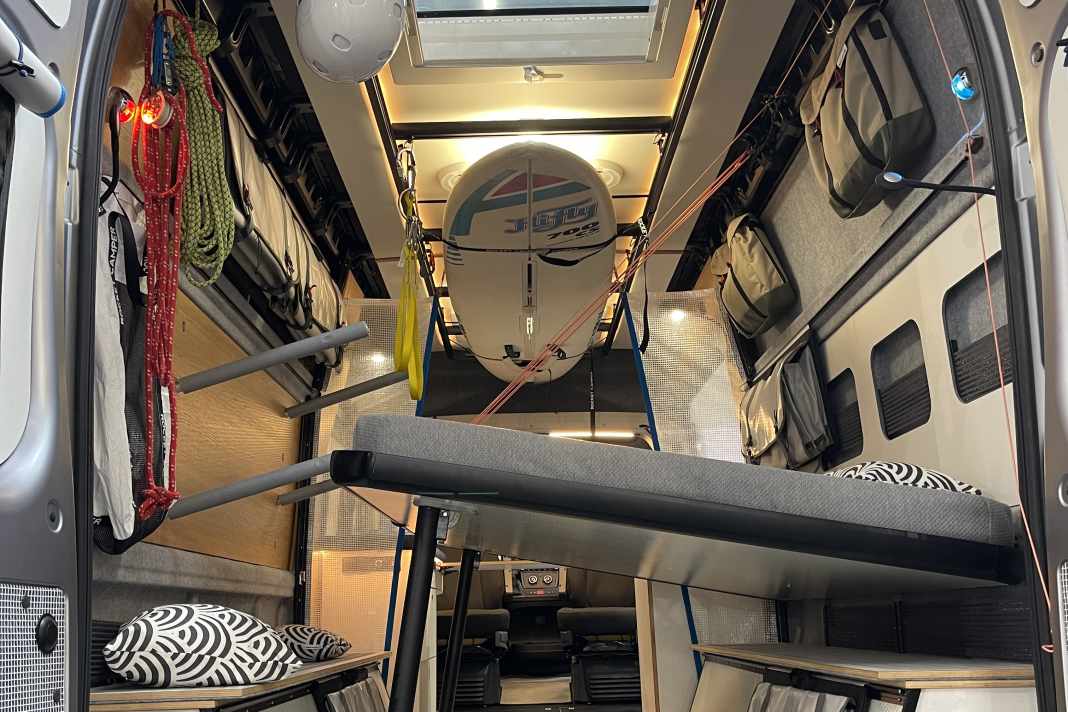 1st Rocket Camper for surfers and sailors: With waterproof floor and holders for surfboards.