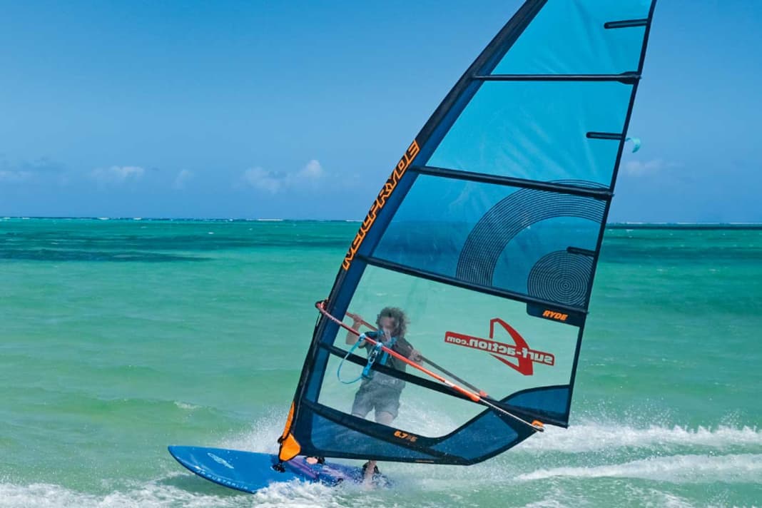 The NeilPryde Ryde 6.7 on a test ride.