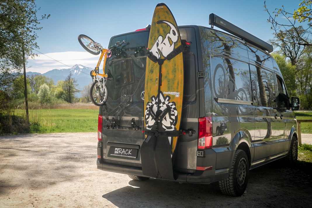 Pushrack has a new carrier for transporting surfboards at the rear of the van