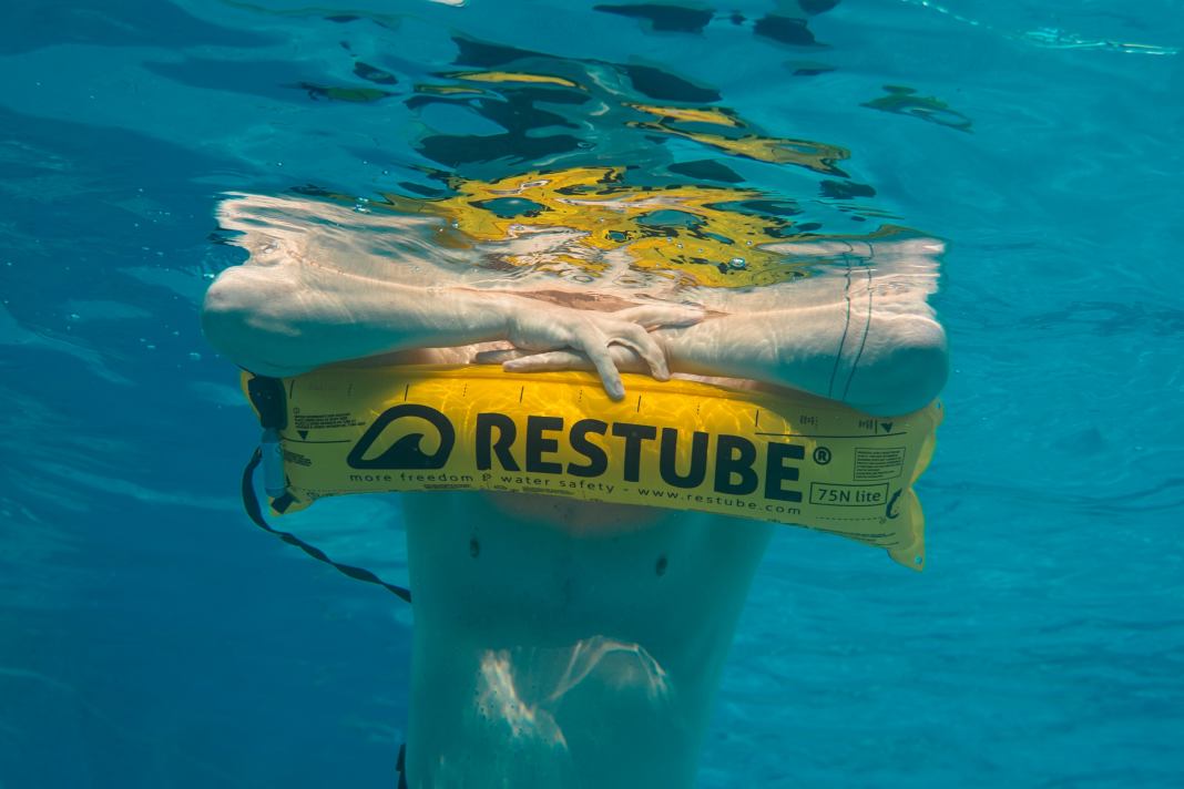 The inflatable Restube buoy is designed to save you from drowning in an emergency