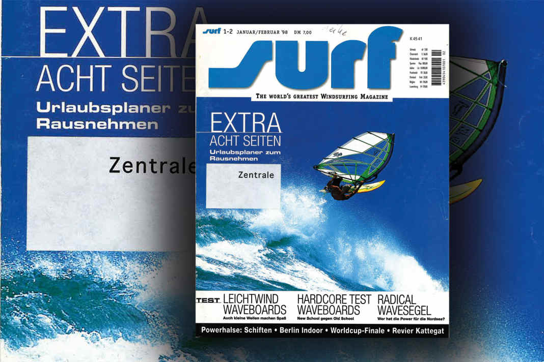 Auf dem surf-Cover im Januar 1998 springt Frank Baensch am Diamond Head, fotografiert von Warren Bolster