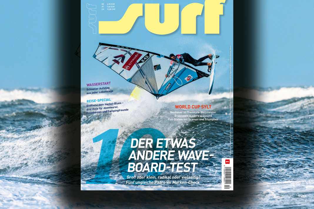 Auf dem surf-Cover feiert Victor Fernandez eine Schaumparty auf Sylt, fotografiert von John Carter