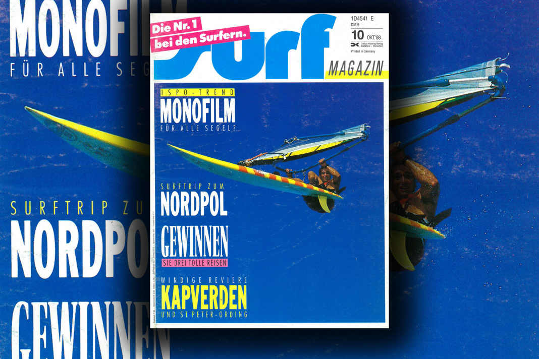 Dave Kalama grins at photographer Warren Bolster on the surf cover in October 1988