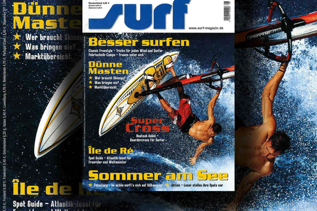 Jason Polakow springt auf dem surf-Titel im Sommer 2003 - "wie immer ganz radikal und ausnahmsweise verletzungsfrei" , fotografiert von Thorsten Indra